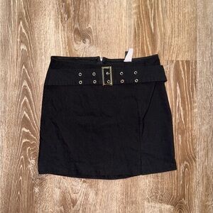 Vintage Y2K Elegant Black Belted Skirt